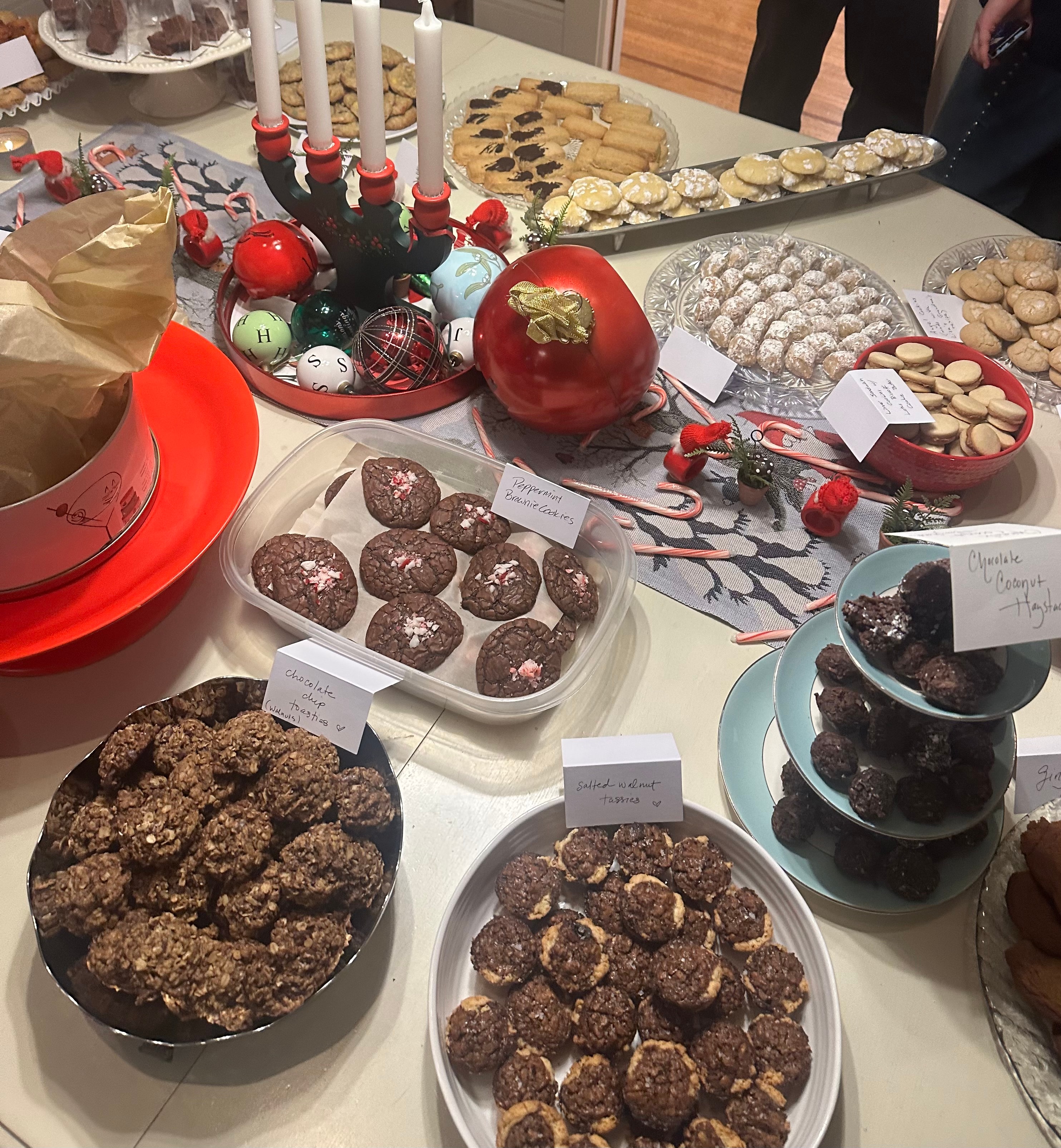 Holiday cookie swap table spread